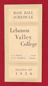 Antique 1926 Lebanon Valley College Baseball Pocket Schedule Early 1920's Old - Picture 1 of 3