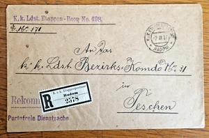 1. WK. Feldpost REKO Brief " RADOM( Polen )- Teschen " Dienstsache - Picture 1 of 1