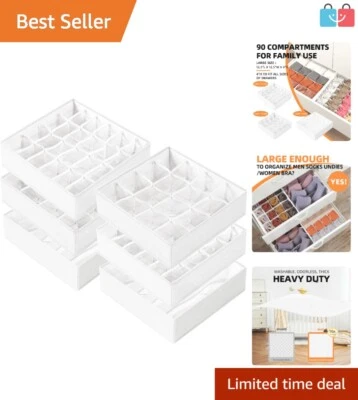 Foldable & Washable 6 Pack Drawer Bins - Perfect for Socks & Underwear - Image 1 of 4