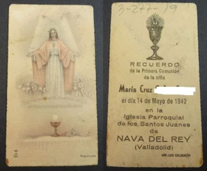 ESTAMPA PRIMERA COMUNION HOLY CARD 1942 NAVA DEL REY VALLADOLID CC2092 - Bild 1 von 3