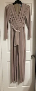 NWT ANTIONO MELIANI size "0" JPM MIRANDA VELVET GOLD COLOR LONG JUMPSUIT 189 - Picture 1 of 6