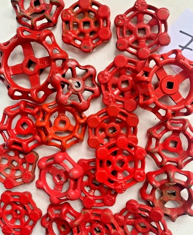 vtg water faucet knob VALVES handle Steampunk red hot lot arts & crafts antique Cover