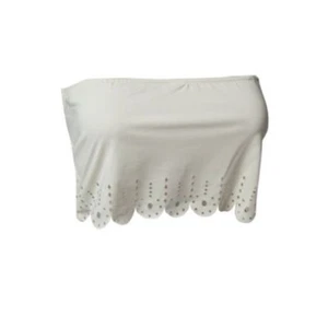 FASHION FORMS Women's Laser Trim BANDEAU BRA w/ Straps - IVORY - Size L - Picture 1 of 3