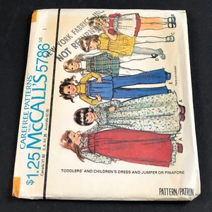 McCalls Vintage Sewing Pattern #5786 Toddler Dress and Jumper or Pinafore Size 1 - Picture 1 of 3