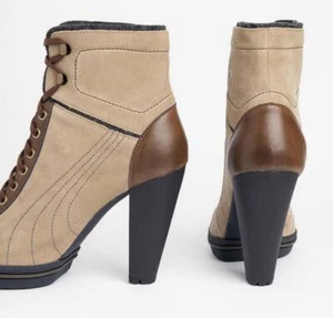 Schuhe Damen High Heel PUMA Stiefeletten Leder braun/ocker Größe 36 - Bild 1 von 4