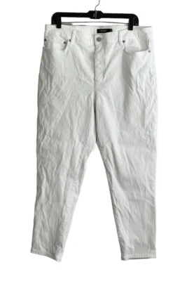 Ralph Lauren Black Label Women's White Denim Pants Sz 16 Skinny ankle - Image 1 of 4