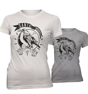 Damen T-Shirt Lady Fit Dark Santa Muerte Knochen Vogel Gothic SM9720 - Picture 1 of 1