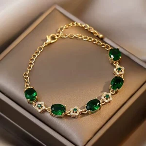 Damen Armband Gold Armreif Modeschmuck Zirkonia Luxus Schmuck - 21cm - Bild 1 von 4