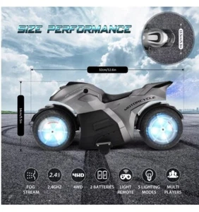 RC Motorcycle Kids Remote Control Double Sided Flips 360° Stunts Radio Control  - Picture 1 of 10