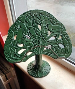 Vintage Green Cast Iron Recipe Cook Book Stand The King Birds in Tree - Picture 1 of 5