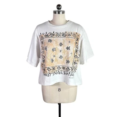 vintage 90s express boxy cropped fish t-shirt crop tee tropical ocean beach vtg - Image 1 of 4