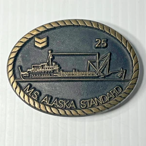 M.S. Alaska Standard Chevron Schiff Gürtelschnalle Standard Oil California Sagamore - Bild 1 von 4