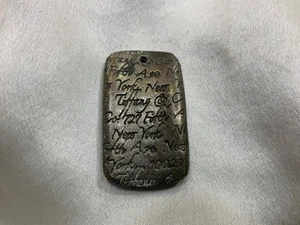 Very Rare Tiffany & Co. Sterling Silver Graffiti‑Style Dog Tag Pendant Vintage - Picture 1 of 11
