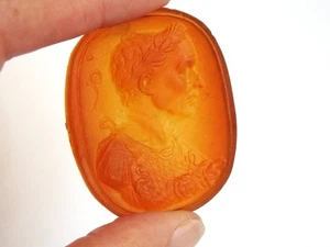 JULIUS CAESAR EMPEROR amber Venetian glass Cameo*Oval*50mmx40mm*Venetian cameo - Picture 1 of 9