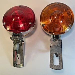 PAR de lámparas traseras rojas ámbar de doble cara vintage para semirremolque carcasa cromada - Imagen 1 de 10