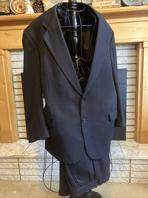 Traje Jack Victor 2 piezas 2 botones talla 52XL negro/azul 100 % lana virgen Jason’s MT Foto 1 de 4