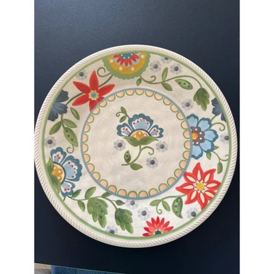 Plato de Cena Umbral Arte Popular Diseño Floral, Multicolor Foto 1 de 2