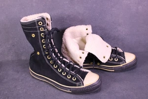 Converse All Star XHi Chucks Sneaker Gr. 41,5 Leder Boots schwarz Fell BC1599 - Bild 1 von 10