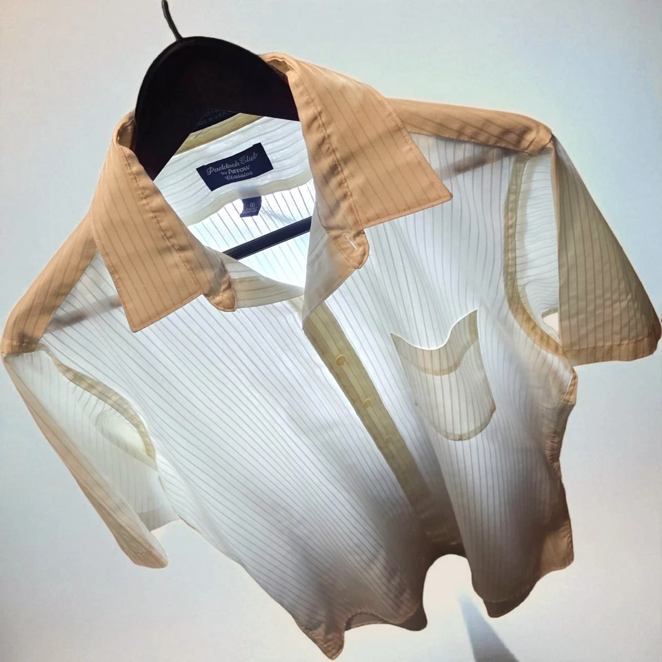 Camisa de Vestir Flecha Vintage Años 60 Para Hombre Grande Marfil Semi Translúcida Mod Grunge Punk Foto 1 de 4