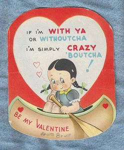 Tarjeta de San Valentín Niña en Canoa D IF I'M WITH YA OR WITHOUTCHA CRAZY BOUTCHA de colección - Imagen 1 de 4