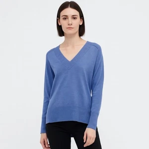 Country Road Jumper AUS S/10 US6 Princess Blue Merino Wool V-Neck Knit Sweater - Picture 1 of 10
