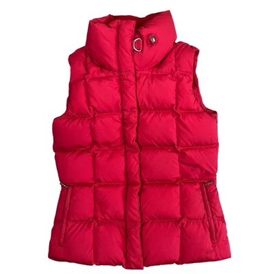 Chaleco acolchado Eddie Bauer para mujer pequeño plumón de ganso rojo 700 relleno poder cuello acolchado Foto 1 de 4