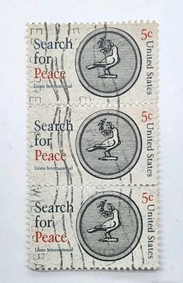 1967 Search for Peace Block of 3 5c US Postage Stamp Sc# 1326 Used - Image 1 of 3