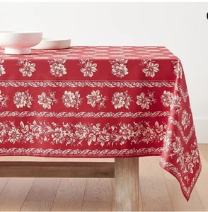 NEW Pottery Barn ELLA OILCLOTH  70" x 108"  Tablecloth EASY CLEAN HOLIDAY - Picture 1 of 4