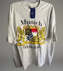VTG Munich Oktoberfest T Shirt 2XL Gray 90 Germany Travel S/S Tee NWT Made USA - Picture 1 of 5