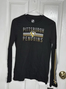 NHL Pittsburgh Penguins Shirt Boys Size XL 16 Long Sleeve Ice Hockey Black - Picture 1 of 4