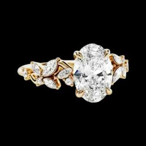 2.30Ct Oval Cut Diamond Wedding Ring IGI Certified Lab Grown 14K Yellow Gold - Picture 1 of 7