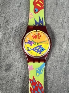 Swatch Uhr Vintage 1993 Swatch Damen Original 22mm Zifferblatt Poissoniere LR111 - Bild 1 von 11