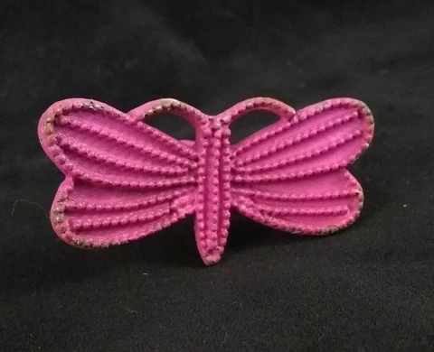 Vintage-Look Cast Metal Drawer Cabinet Knob Pull - Bright Pink Butterfly Cover