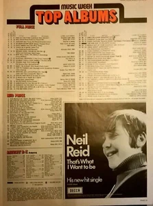 TOP ALBUMS CHART MARCH 25th 1972 Music Week T.Rex Lennon Floyd Faces Zeppelin - Picture 1 of 5