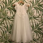 NWT Just Couture Girl's White Arianna Dress Size 5 Bridal Formal Petal Sleeves