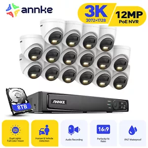 ANNKE 12MP 8CH 16CH NVR 5MP Audio AI Color Night POE Security Camera System IP67 - Picture 1 of 32