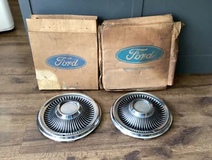 NOS NEW OEM Pair 1969 69 Ford Thunderbird T-Bird 15" Hubcaps (2) Wheel Covers - Picture 1 of 9