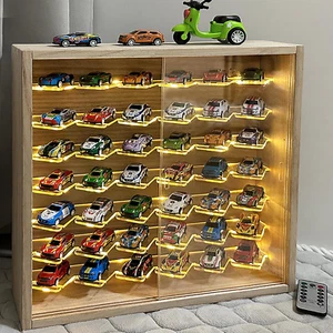 1/64 Mini Cars Display Case with Lighted 7 Tiers Wall Mounted Display Box with A - Picture 1 of 6