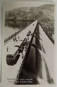 WASHINGTON RPPC WA. AUTOBUSES TURÍSTICOS COULEE DAM PEOPLE. POSTAL FOTOGRÁFICA REAL EKC #458 - Imagen 1 de 3