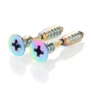 Screw Shape Silver Gold Black Blue Rainbow Surgical Steel Ear Stud Earrings UK - Picture 1 of 67