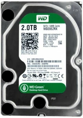 FESTPLLATTE WESTERN DIGITAL 2TB Green WD20EZRX SATA III 64MB 5400U/min 3.5" Zoll - Bild 1 von 4