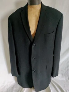 Mens Kenneth Cole Reaction Solid Black Wool Two Button Suit Jacket Coat 46L NWOT - Picture 1 of 12