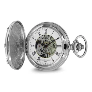 Charles Hubert Mens Full Hunter Skeleton & White Dial Mechanical Pocket Watch - Picture 1 of 2