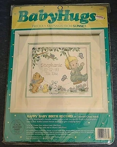 Sunset ~ COUNTED CROSS STITCH KIT ~ “Happy Baby Birth Record” ~ #13537 ~ 12"x10" - Picture 1 of 3