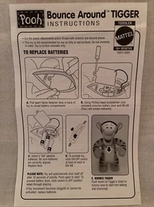 Disney Mattel 98 Pooh Bounce Around Tigger, Talking Plush Toy Instructions Only! - Picture 1 of 2