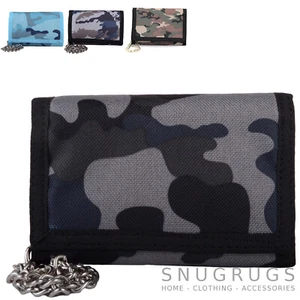 Mens Boys Childrens Camouflage / Army Style Ripper Fastening Wallet with Chain - Picture 1 of 13