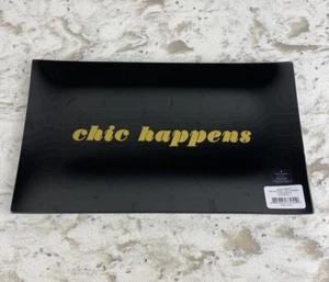 KATE SPADE CHIC HAPPENS Black Lenox Glass Decor Trinket Jewelry Tray, New - Picture 1 of 7