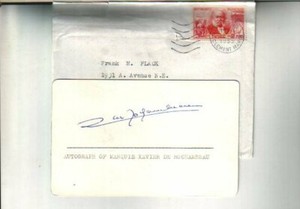 Marquis Xavier de Rochambeau Autographed Card 1955 D.79
