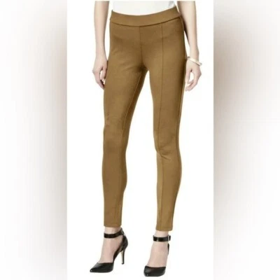 Женские брюки средней вязки без застежек узкие мотошвы бежевый желтовато-коричневый эластичный хлопок - Изображение 1 из 4