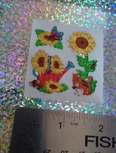 Vintage Stickers SANDYLION Prism Sticker Mod Chipmunk Flowers Garden
